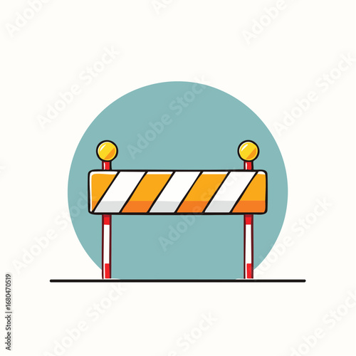 Road Closed Barrier Construction Zone Ahead - Illustration