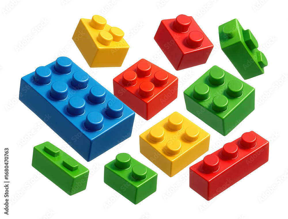 Obraz premium Plastic building blocks with interlocking connectors