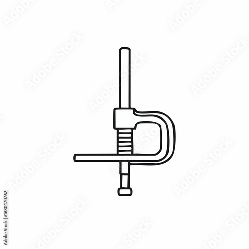 A simple line drawing of a clamp, representing tools and mechanics
