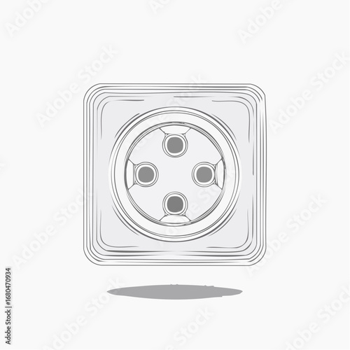 Detailed Line Drawing of an Electrical Socket A Technical Illustration
