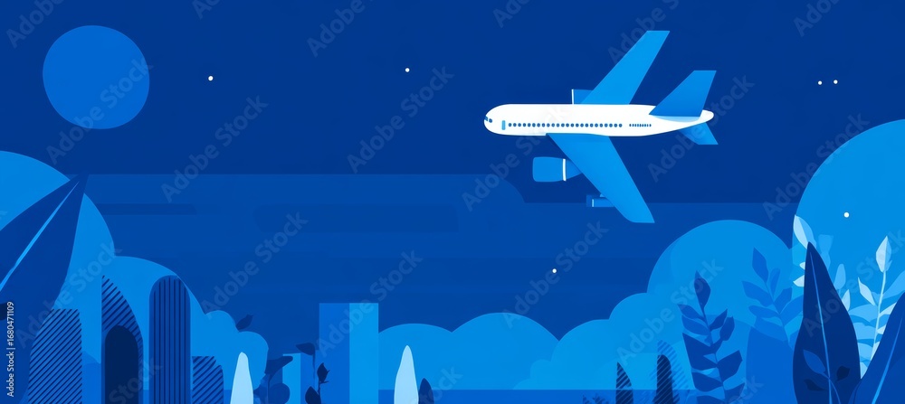 Naklejka premium Plane fly and travel holiday concept background. Generative AI technology. 
