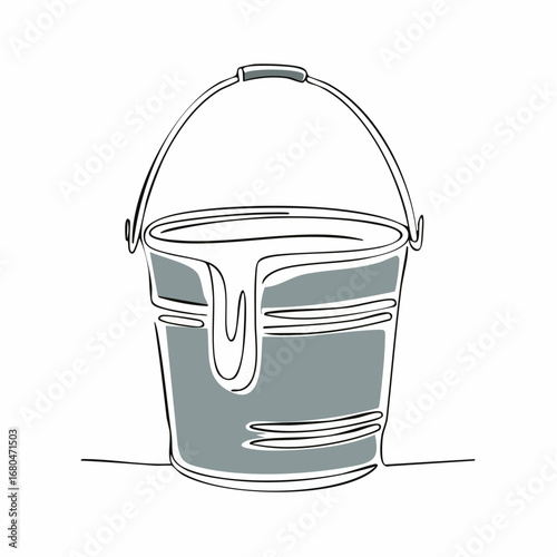 Minimalist Line Art Silver Bucket Illustration for Creative Projects