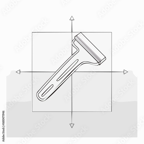 Close-up illustration of a single razor with a long handle, focusing on its clean, modern design and sharp blade
