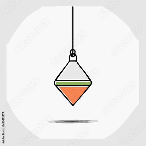 Simple illustration of a plumb bob, a weighted tool used in construction and carpentry to determine a true vertical line
