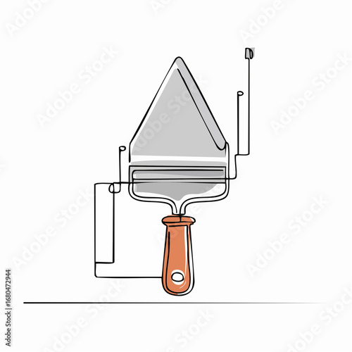 Simplified Continuous Line Drawing of a Trowel Tool for Construction and Home Improvement