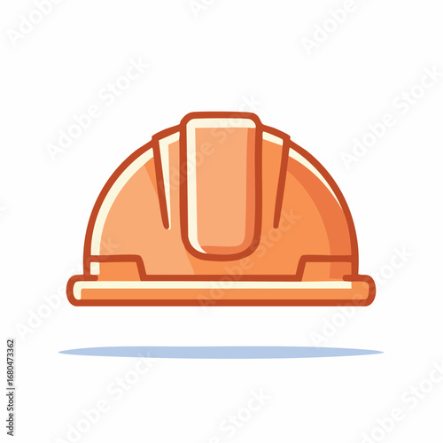 Vector illustration of an orange safety hard hat, a symbol of construction work and industrial protection
