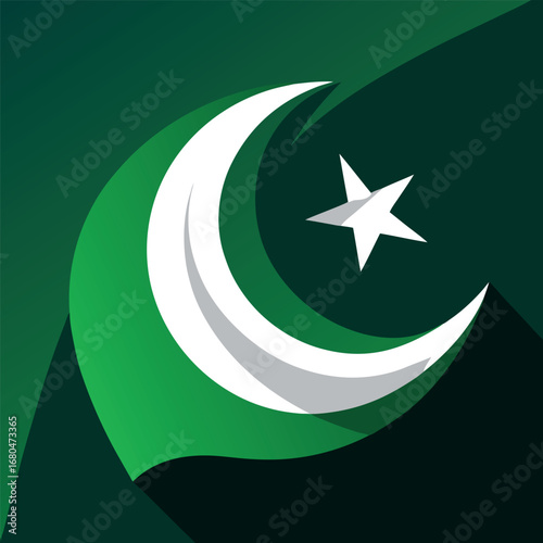 a-close-up--dynamic-shot-of-the-pakistani-flag--re  silhouette vector design .eps