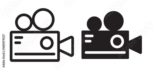 Film strip icon vector illustration for cinema movie production and video editing project.This vector illustration features a minimalist film strip icon, perfect for media, video production, and cinem