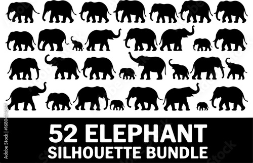 Elephant Silhouette Vector Bundle