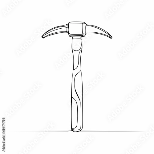 Minimalist one-line sketch of a classic pickaxe, symbolizing mining, construction, and excavation work