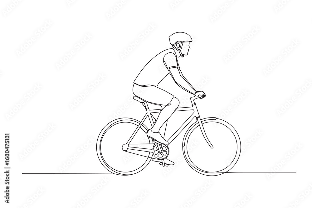 Fototapeta premium line art illustration of a person riding a bicycle Design