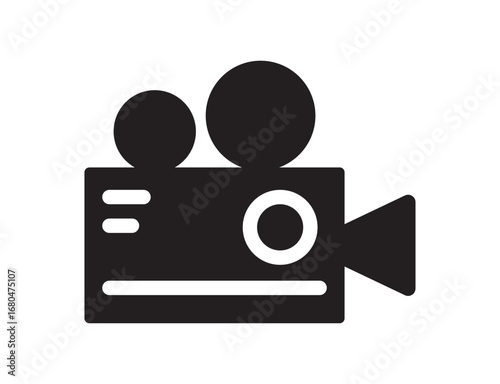 Film strip icon vector illustration for cinema movie production and video editing project.This vector illustration features a minimalist film strip icon, perfect for media, video production, and cinem
