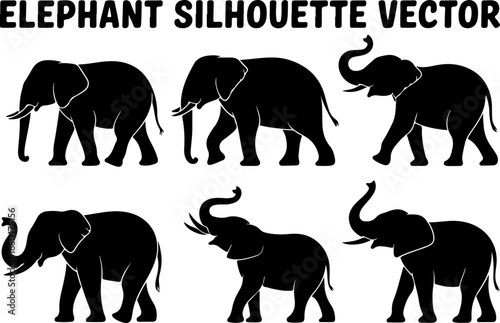 Elephant Silhouette Vector Bundle