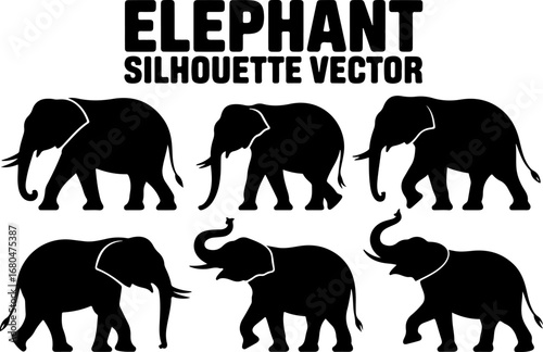 Elephant Silhouette Vector Bundle