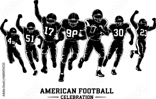 American Football Player Action Silhouettes Vector 