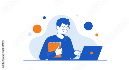 Digital Communication and Online Study Depicted in a Simple Illustration