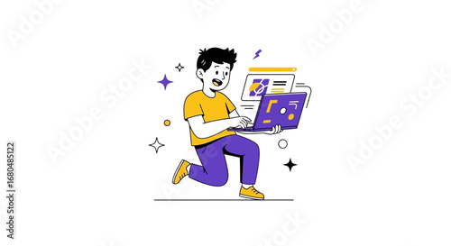 Enthusiastic Young Person Working On New Technical Project And Achieving Results