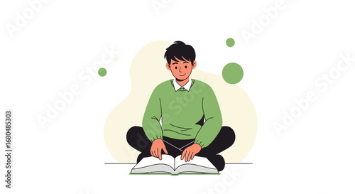 Focused Individual Reading A Book While Relaxing And Gaining Knowledge Today