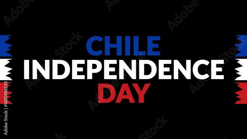 Chile Independence Day In and Out text from split line animation on a black background.