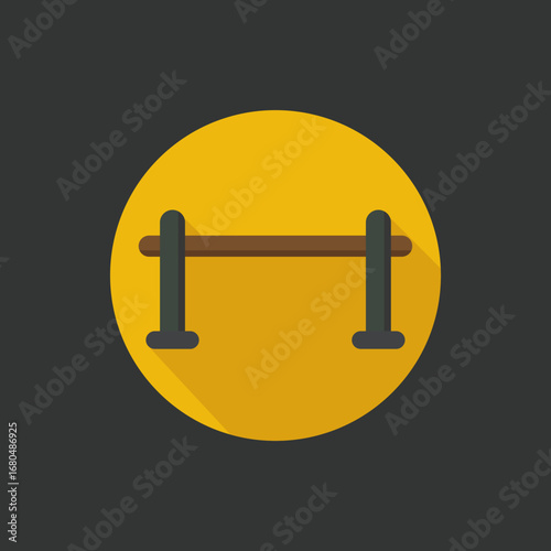 Wooden ballet barre illustration for training and practice, flat vector icon for choreography, stage dance, performance, fitness, health, wellness, and body balance concept