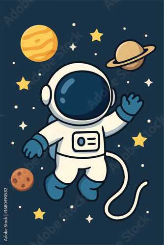 cartoon astronaut on the moon