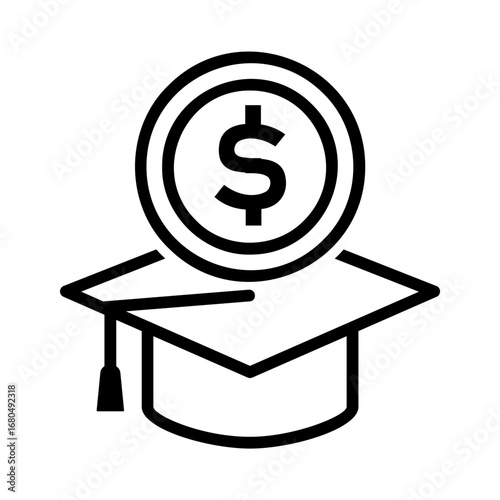 Conceptual icon representing the intersection of finance and academics, highlighting tuition costs and educational savings plans