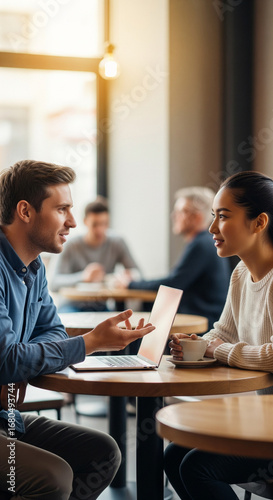business people sitting in a cafe