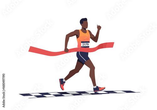 Runner crosses finish line number 2179 on bib