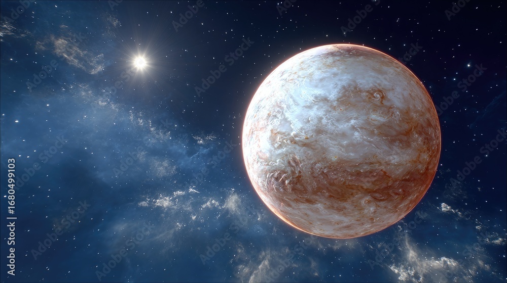 Fototapeta premium Alien planet in starry sky