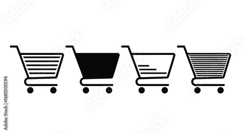 Vector illustration of shopping carts in a row