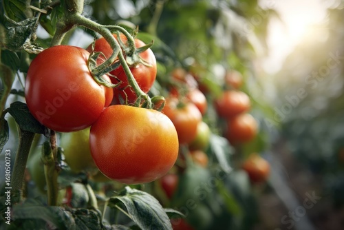 Ripe red tomatoes on the vine in a greenhouse (2)