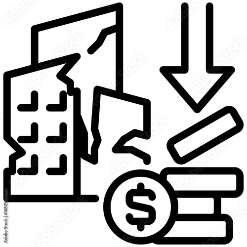 crisis icon isolated on white background. vector illustration icon for analyis and market share