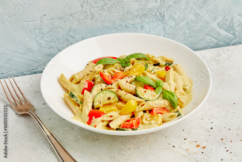Tableau sur toile Vegetable pasta with silken tofu