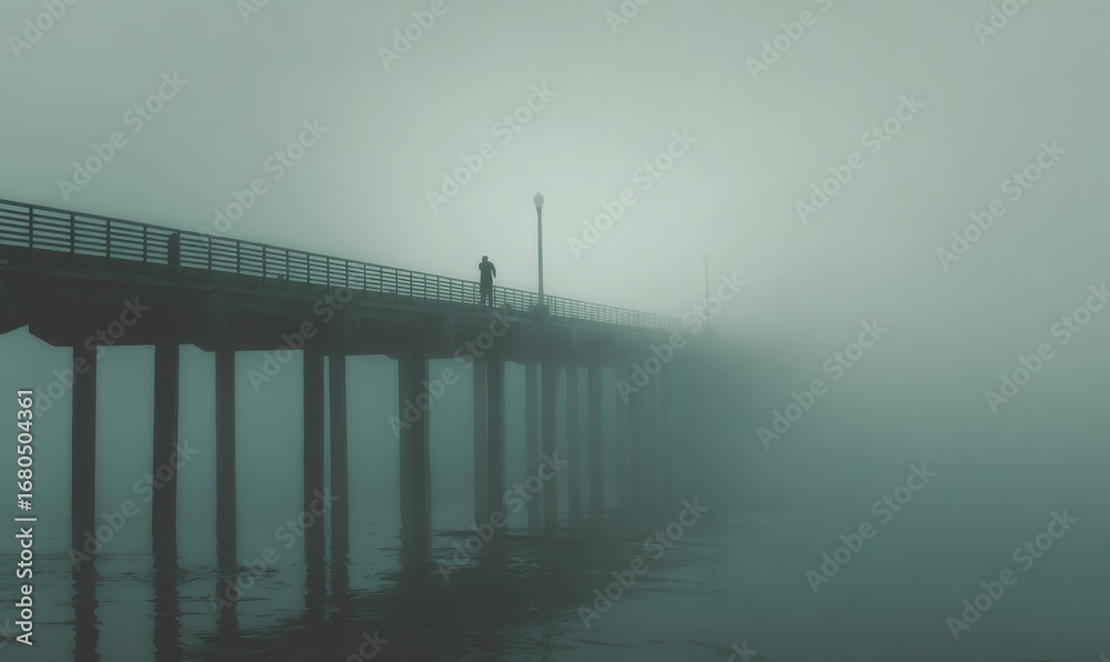 Fototapeta premium Misty pier in a dense fog