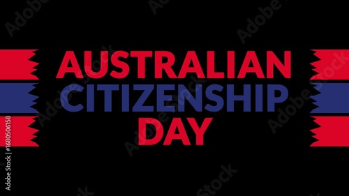 Australian Citizenship Day In and Out text from split line animation on a black background.