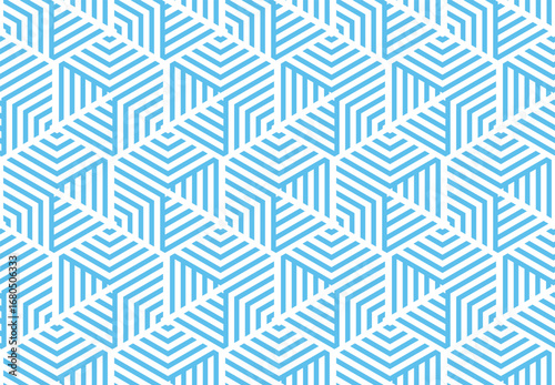 Abstract geometric pattern with stripes, lines. Seamless vector background. White and blue ornament. Simple lattice graphic design