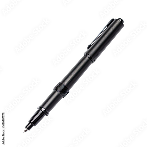 Sleek black pen, angled view