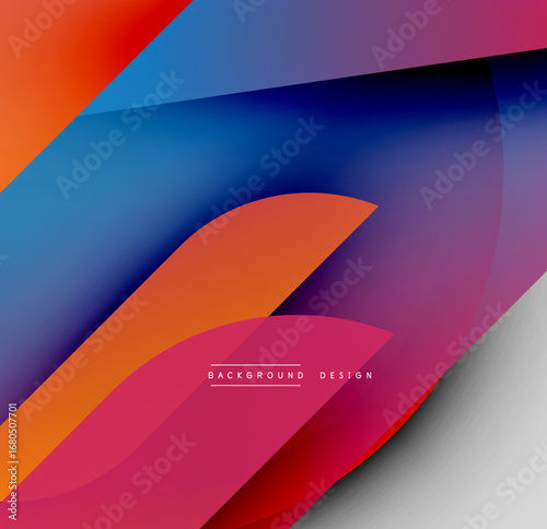 Abstract colorful design. Overlapping shapes create dynamic visual effect. Gradient hues blend smoothly, modern aesthetic.