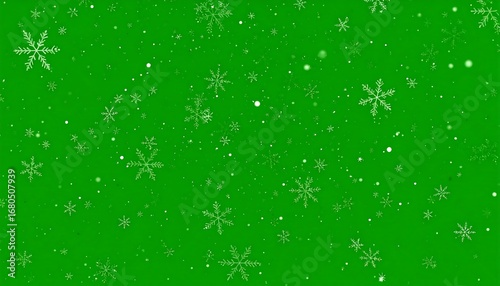 Green background with scattered snowflakes of varying sizes (2)