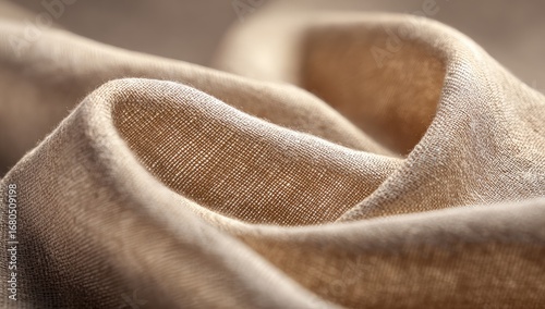 Close-up of draped, light beige linen fabric