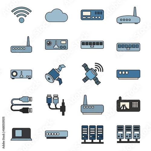 Discover seamless connectivity solutions with this dynamic collection of networking icons for modern tech and business
