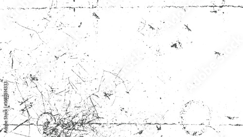 White background with dark grey scratches and smudges texture