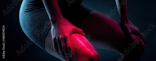 Close-up of a person's leg with a highlighted, painful area