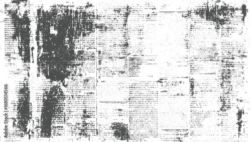 Distressed newspaper text with dark ink smudges and faded print vector