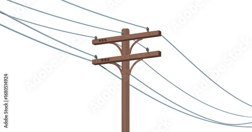 Utility pole vector, wooden electric pole illustration, power lines clipart, transmission pole drawing, energy line structure, communication wire artwork, cartoon style design