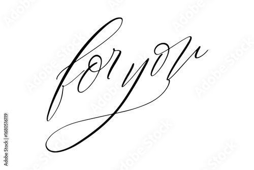 for you - 手書きの筆記体で書いたような、for you（あなたへ）のレタリング（カリグラフィー）によるロゴマーク
