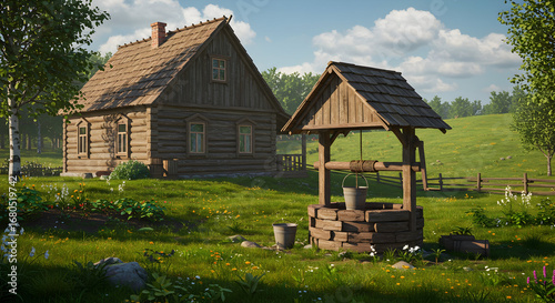 A house with a private well or water source