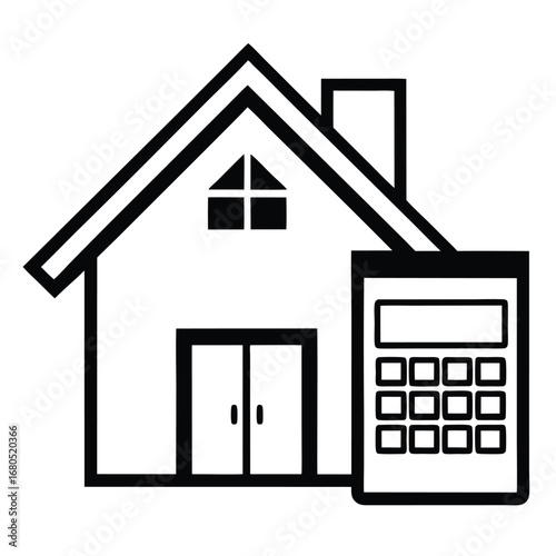 Real Estate Mortgage Calculator Icon – Home Loan Finance Vector