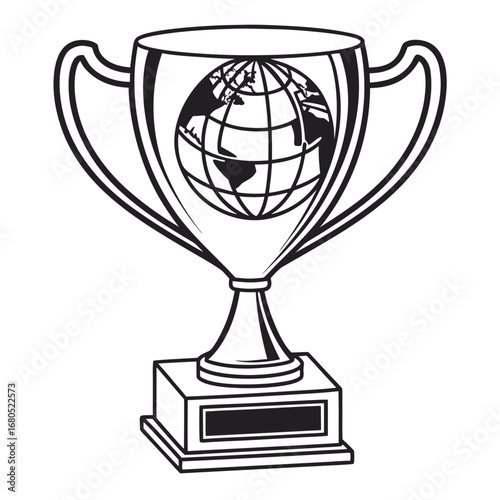 Black and White Trophy with Globe Emblem and Blank Plaque award winner
