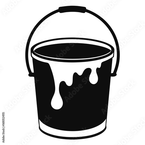 Paint Bucket Vector Icon with Dripping Paint – Art and Construction Tool